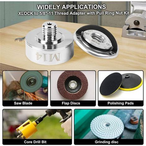 Adaptateur X-Lock - Filetage M14 - Pour Meuleuse D'Angle - Compatible Disques de Coupe et de Meulage - 2 Pièces (1/5)