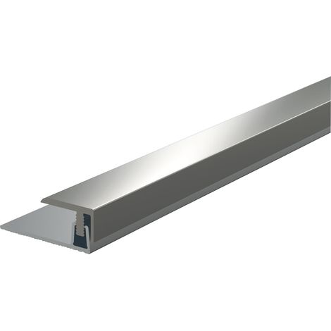 Kügele Abschlussprofil mit 2-teiligem Klemmsystem aus Aluminium, passend zu Parkett- und Designböden, für 7-13mm Bodenstärke, Edelstahl-Effekt