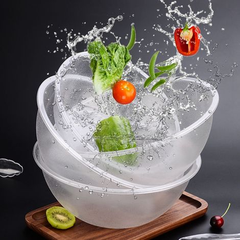 Grands saladiers ronds en acrylique transparent, récipients de service pour salades et fruits, vaisselle de buffet (1/5)