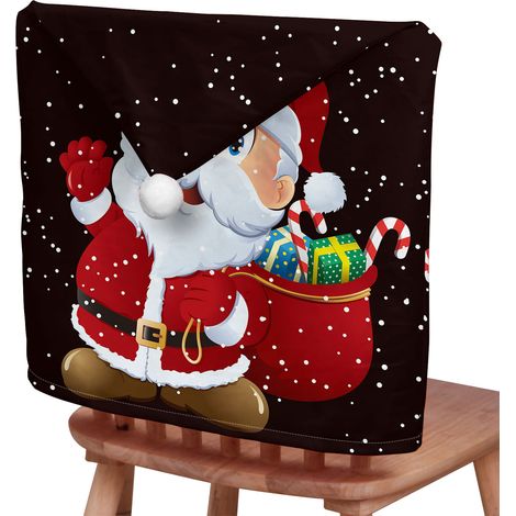 GARRYFIZH Lot de 4 housses de chaise décoratives de Noël, housse de dossier courte en peluche, imprimée recto verso, cadeau idéal pour les personnes âgées, dimensions : 50 x 65 cm.