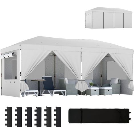 Outsunny 3 x 6 m Pop Up Gazebo, UPF50+ Wedding Party Tent Marquee, White (1/5)