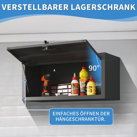 Armoire murale en métal polyvalente, placard de rangement fixé au mur avec porte verrouillable, coffre à outils en acier suspendu, idéal pour garage, cave, atelier et cuisine, H34,5 cm × L75 cm × P30 (1/5)
