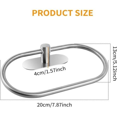 Anneau porte-serviettes autocollant en acier inoxydable sans perçage – Idéal pour salle de bain, résistant à la rouille, fixation ultra-rapide (1/3)