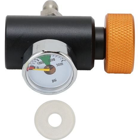 Verstellbarer CO2-Zylinderadapter mit Sodaventil und 3000-psi-Manometer, 8-mm-Außengewinde (1/5)
