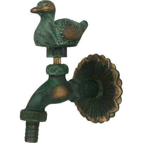 Robinet de vidange Nostalgie Canard 1/2 FM, laiton patiné