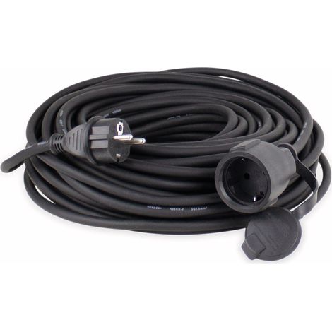 Gummi-Verlängerungsleitung 230V 5m schwarz H07RN-F 3G1,5 IP44