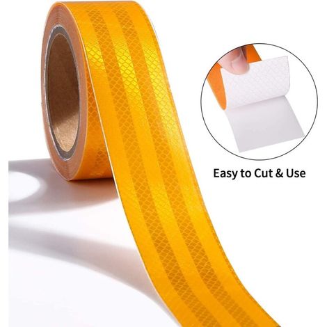 Ruban réfléchissant imperméable, autocollant d'avertissement réfléchissant 5 cm x 10 m, rappel de sécurité routière (jaune) (1/4)
