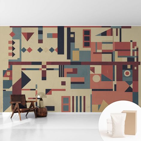 Papier peint intissé décoratif avec motifs pour salon et chambre a motif - Colle incluse gratuite Composition abstraite 416x254 cm (1/5)