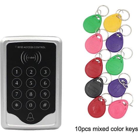 Lecteur de cartes 125 kHz pour 1000 utilisateurs, contrôleur d'accès autonome, panneau numérique, serrure électronique, lecteur de porte intelligent, clavier C10D à 10 touches de couleur (1/5)