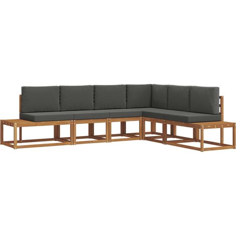 Outdoor Sofa Set with Cushion 6 Piece Natural and Anthracite vidaXL