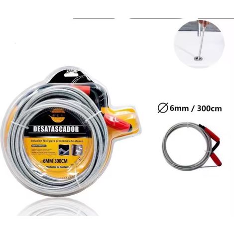 Desatascador Tuberías Manual(3m x 6mm,5m x8mm), Cable Desatascador Tuberías con mango, Alambre Desatascador Tuberias Profesional, Muelle Desatascador, Espiral de limpieza de Tuberías (1/5)