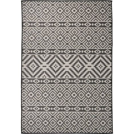 Outdoor Flatweave Rug 160x230 cm Black Stripes vidaXL (1/5)