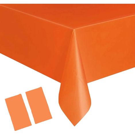 Lot de 137 x 274 cm de nappes jetables orange pour Halloween, nappes rectangulaires en plastique orange pour une utilisation intérieure ou extérieure. (1/5)