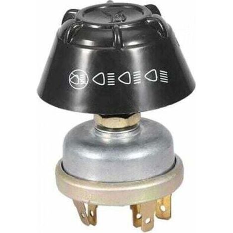 Tractor Switch, 12V Waterproof Light/Horn Switch Metal Push Button for Massey Ferguson Tractor (Silver + Black) (1/4)
