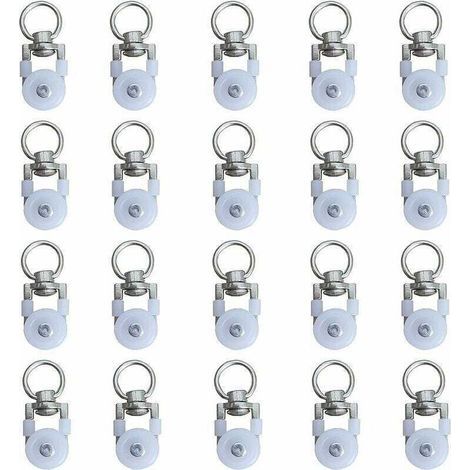 Lot de 20 roulettes pour tringle à rideau, poulies silencieuses, pour double rideau de fenêtre (1/5)