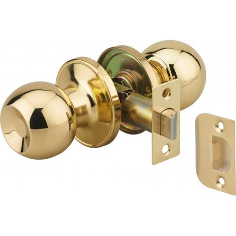 Thirard – Serrure horizontale tubulaire en applique pour porte intérieure – Axe réglable 60-70mm – Pêne réversible – Finition dorée (1/2)