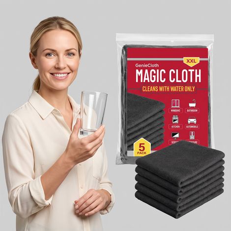Magic Cloth for Home Cleaning: Cleans windows, bathrooms, and living rooms removes dust, absorbs water, cleans thoroughly, leaves no streaks, and doesn't shed lint. -- 5PACK (1/5)