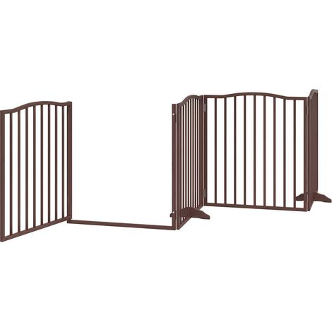 Barrière de sécurité pour chien animaux de compagnie porte pliable 10 panneaux bois de peuplier marron (1/5)
