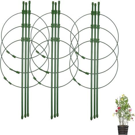 Lot de 3 supports pour plantes grimpantes avec 3 anneaux de support réglables 45 cm (1/5)