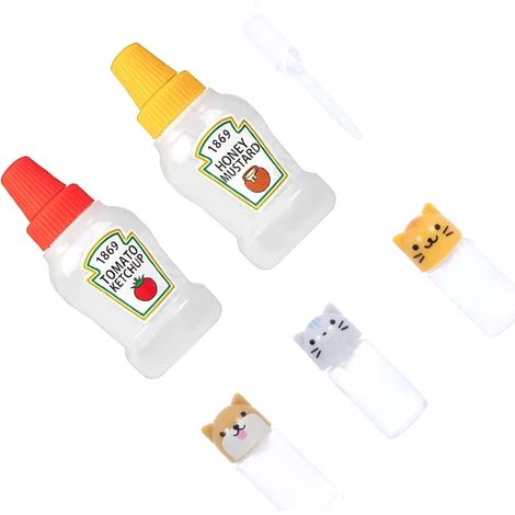 Mini bouteilles de sauce soja en plastique pour bento, flacons souples pour vinaigrette, récipients à sauce portables (1/5)