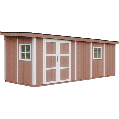 Abri de Jardin Qualité Premium 14,30 m² - H231x248x648 cm - Timbela M941-REDWOOD RED (1/5)