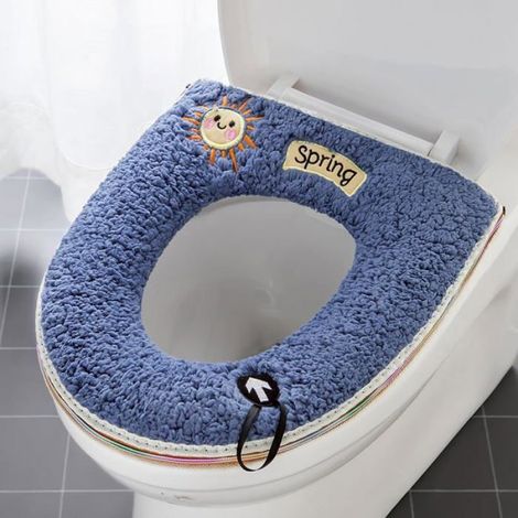Housse de Siège de Toilette - Fibres Acryliques - Universel pour WC Ronde et Allongée - 30 x 30 cm - 4 Pièces (1/4)