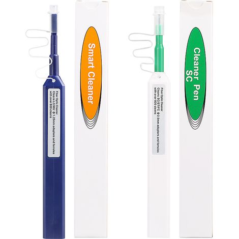 Stylo nettoyant pour connecteurs fibre optique, 2 pièces - Compatible SC/FC/ST/E200 (2.5mm) et LC/MU (1.25mm) - 800+ utilisations (1/4)