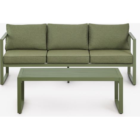 Set da giardino con divano 3 posti e tavolino in alluminio 110x55cm Lipov SKLUM             (1/5)
