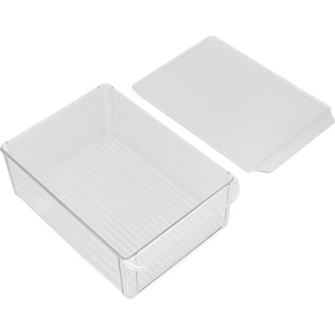 Bacs de rangement pour garde-manger avec couvercle, grande capacité, transparents, de qualité alimentaire, portables et multifonctionnels. Larges et hauts. (1/5)