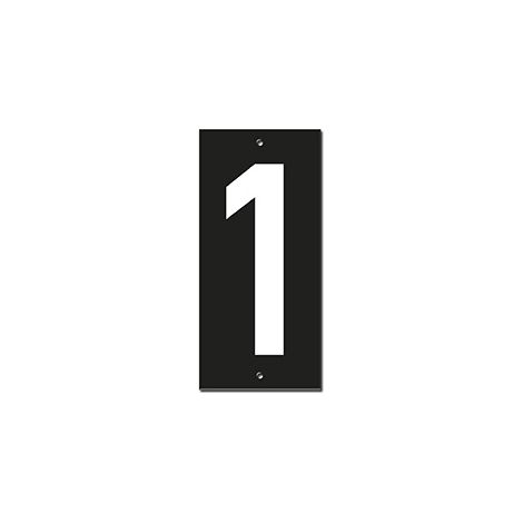 Targa numero civico 1 - 56X130mm - in ABS nero scritta bianca a rilievo, da avvitare - THIRARD (1/2)