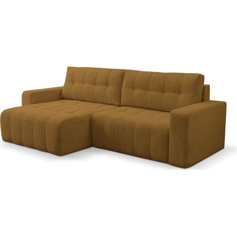 Selsey Maillo – Ecksofa mit Schlaffunktion & Bettkasten, Cord, Universal, Senfgelb