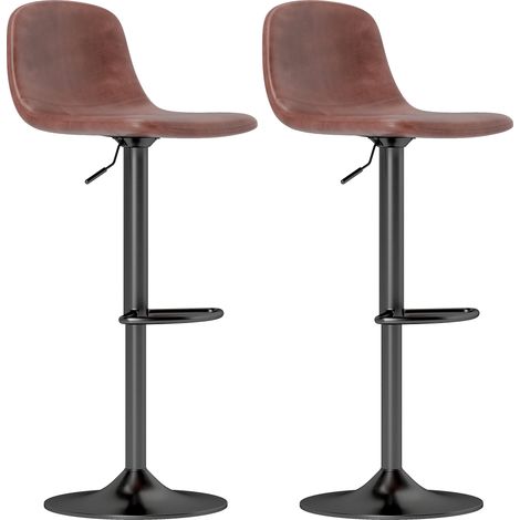 Taburetes Altos Ajustables 360° con Respaldo y Reposapiés Marron 40,5x44x84-104 cm (1/5)