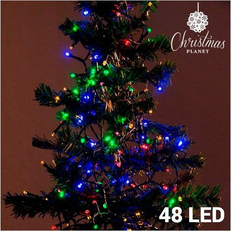 Guirlande Multifonction à Piles 48 LEDs Câble Noir Lumière Multicolore 4m (1/5)