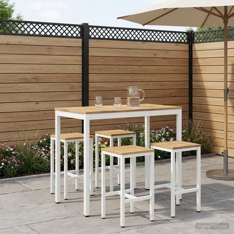 vidaXL Table de Bar de Jardin NAARDEN Blanc 108,5 x 55 x 105 cm (1/5)