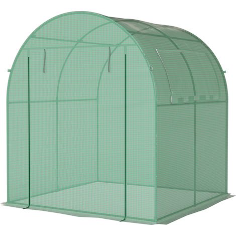 Serre tunnel de jardin 3,24m², serre de jardin tunnel porte et fenêtre enroulables, bâche PE, 180 x 180 x 200 cm, verte