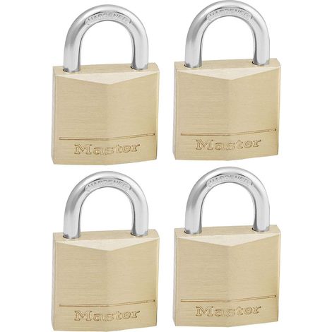 Lot de 4 Cadenas en laiton pour cave, malle, vestiaire, 30mm avec serrure à clé (1/5)