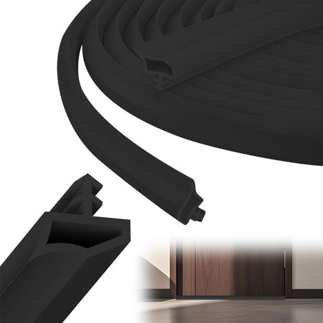 15M Black Door Seal Rubber Seal Heavy Duty Door Frame Draught Excluder Sound Insulation (1/5)