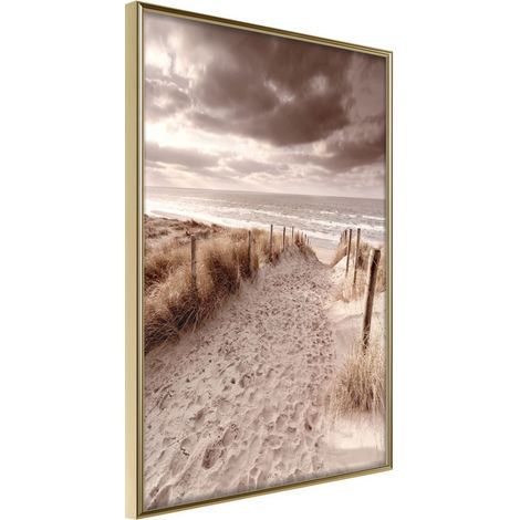 Affiche Murale Encadrée "Sandy Path " 40 x 60 cm Or (1/2)