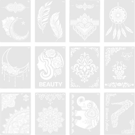 Lot de 12 Pochoirs pour Peinture Réutilisables Pochoir Scrapbooking Pochoir Peinture pour Parquet Décoration (1/5)