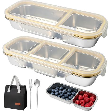 Bento Lunch Box Inox, 2 Boîtes Repas Enfant avec Sac (1/5)