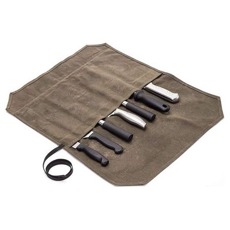 JSSEVN - Chef's knife bag with 7 slots - Waxed canvas - Khaki (1/5)