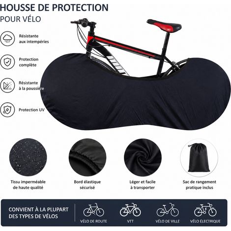 Housse de protection vélo semi-enveloppante pour roues et cadre - Noir noir réf 5732 180 g – Livraison gratuite