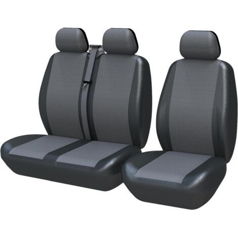 Housses de sieges universelles 3-Places, Housse Couverture Couvre Sieges pour Camion Camionnette Van Bus pour conducteur et Passager 2 + 1,Housses de siège Avant Simple et Double,Gris (1/5)