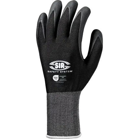 SIR SAFETY SYSTEM MAX GRIP Gants de protection mécanique enduits noir Taille L-9 Lot de 12 paires
