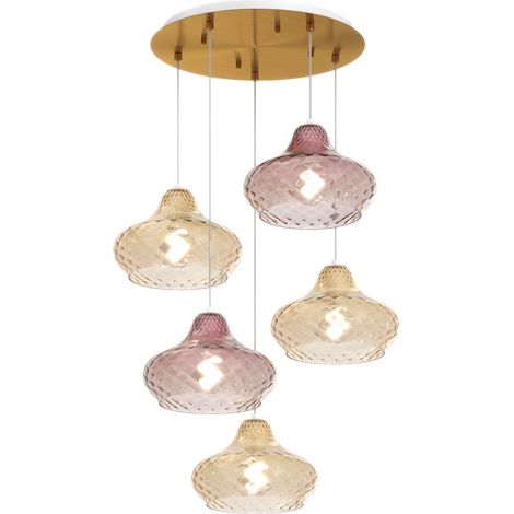 Lampadario vetro colorato top light dress 1191 os s5 tp ambra rubino e27 led lampada soffitto moderna classica