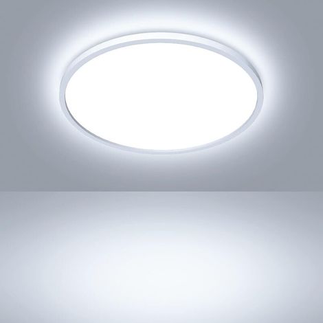 Plafonnier LED Rond, Luminaire Plafond 24W 2400LM, 6500K Éclairage Intérieur, Lampe Lumiere Moderne pour Salle De Bain, Salon, Cuisine, Chambr à Coucher, Couloir, Garage, Φ28CM(Argent) (1/5)