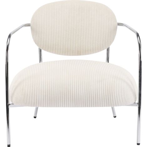 Homifab – Fauteuil en velours côtelé beige – Piètement chromé 35 cm – Assise moelleuse 40 cm – Design incurvé moderne (1/5)