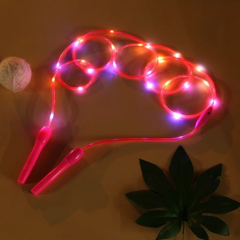 Corde à sauter LED, longueur ajustable, 3 modes d'éclairage, vitesse réglable.