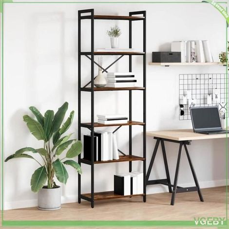Bibliothèque - Chêne fumé - Bois d'ingénierie - 60 x 30 x 188 cm - Design industriel (1/5)