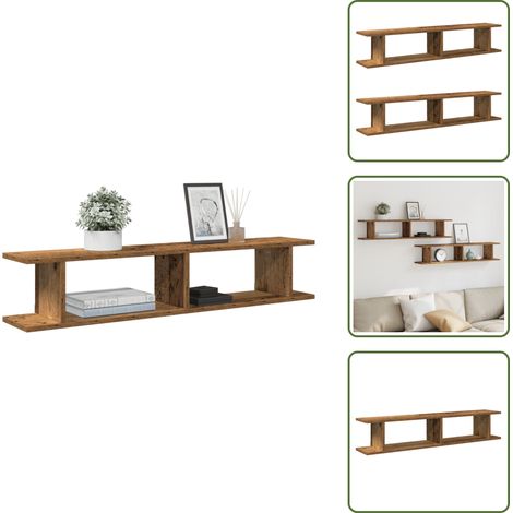 The Living Store Wandregale 2 Stk. Altholz-Optik 105x18x20 cm Holzwerkstoff - Holzwerkstoff (1/5)